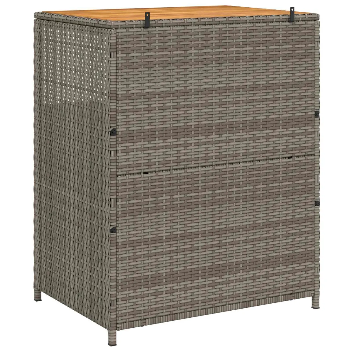 Grey Storage Cabinet Acacia Wood Top 70x50x87cm Poly Rattan Doors Indoor Outdoor