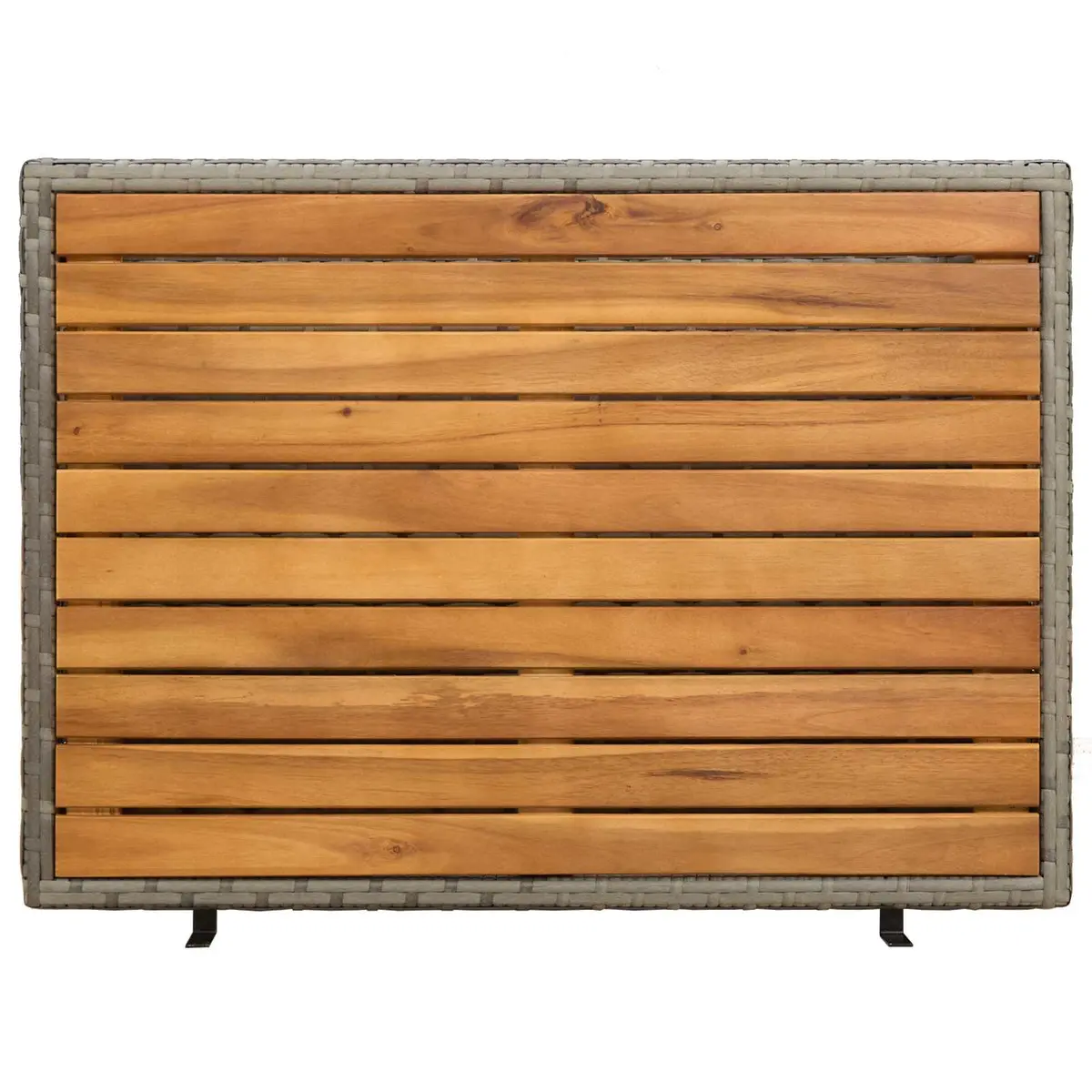 Grey Storage Cabinet Acacia Wood Top 70x50x87cm Poly Rattan Doors Indoor Outdoor