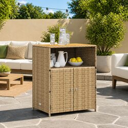Rattan Cabinet Beige 70 x 50 x 87 cm Storage Furniture Indoor Outdoor Patio