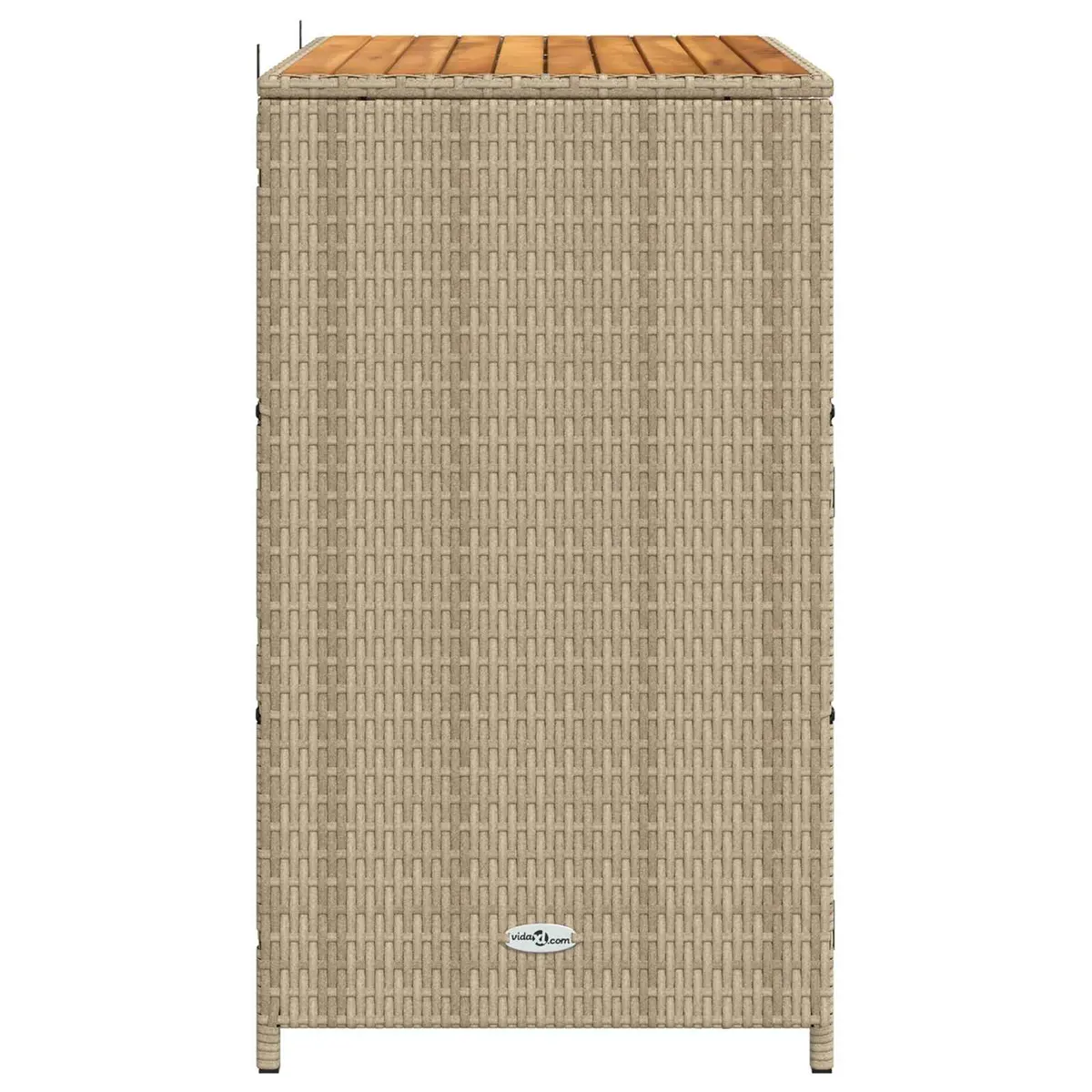 Rattan Storage Cabinet Beige 70x50x87cm Solid Acacia Wood Top Powder Coated Steel Frame Poly Rattan Shelves and Doors Indoor Outdoor