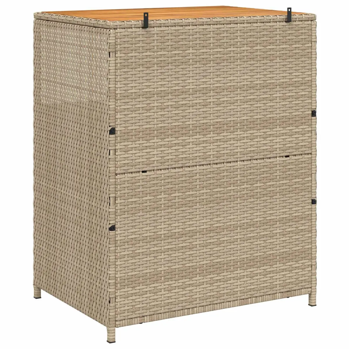 Rattan Storage Cabinet Beige 70x50x87cm Solid Acacia Wood Top Powder Coated Steel Frame Poly Rattan Shelves and Doors Indoor Outdoor