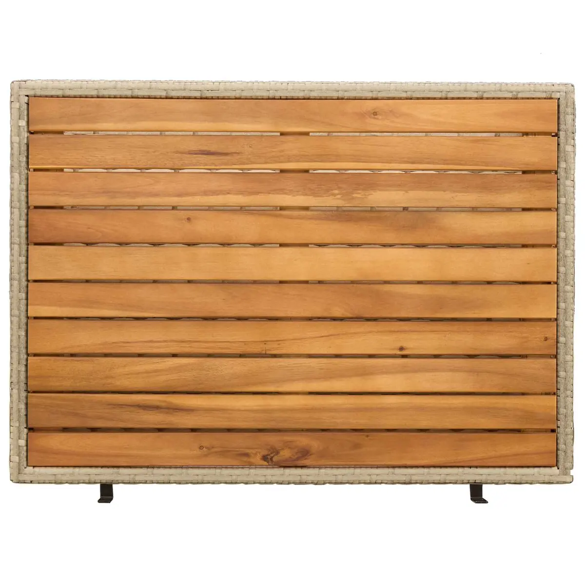 Rattan Storage Cabinet Beige 70x50x87cm Solid Acacia Wood Top Powder Coated Steel Frame Poly Rattan Shelves and Doors Indoor Outdoor