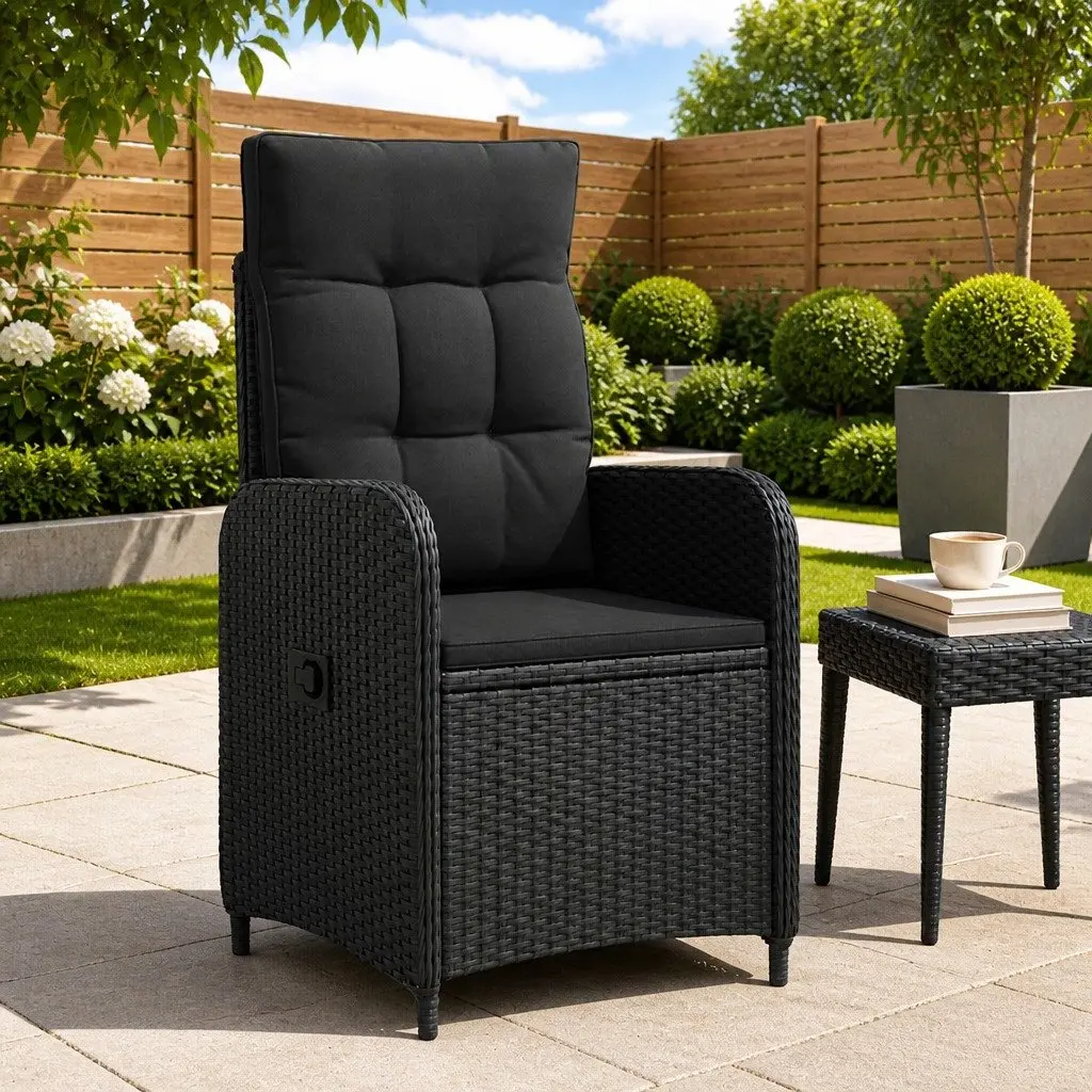 Black Garden Recliner Chair