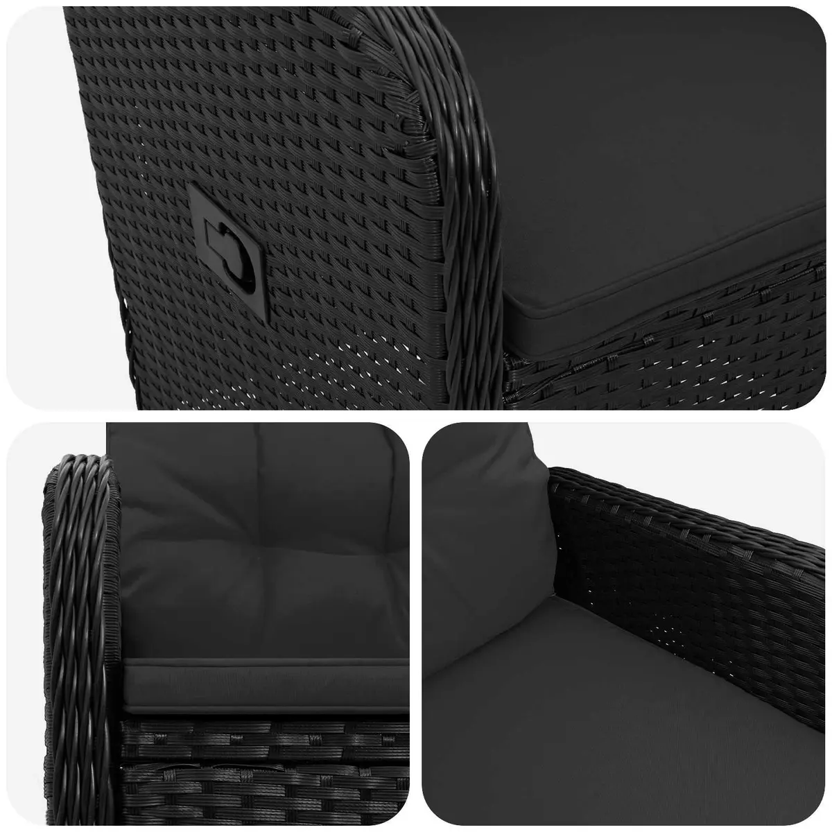 Black Garden Recliner Chair