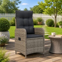 Sleek Grey Outdoor Reclining Chair with Adjustable Features
