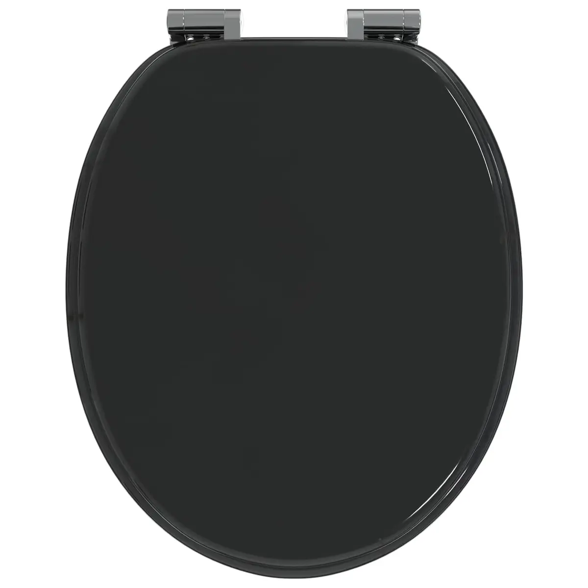 Toilet Seat Black MDF Soft-Close Standard Fixing 44x38cm Bathroom Comfort