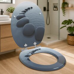 Your New Grey Toilet Seat with Soft-Close Feature 44 x 38 cm