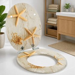 Compact Soft-Close Toilet Seat in Cheerful Yellow and White