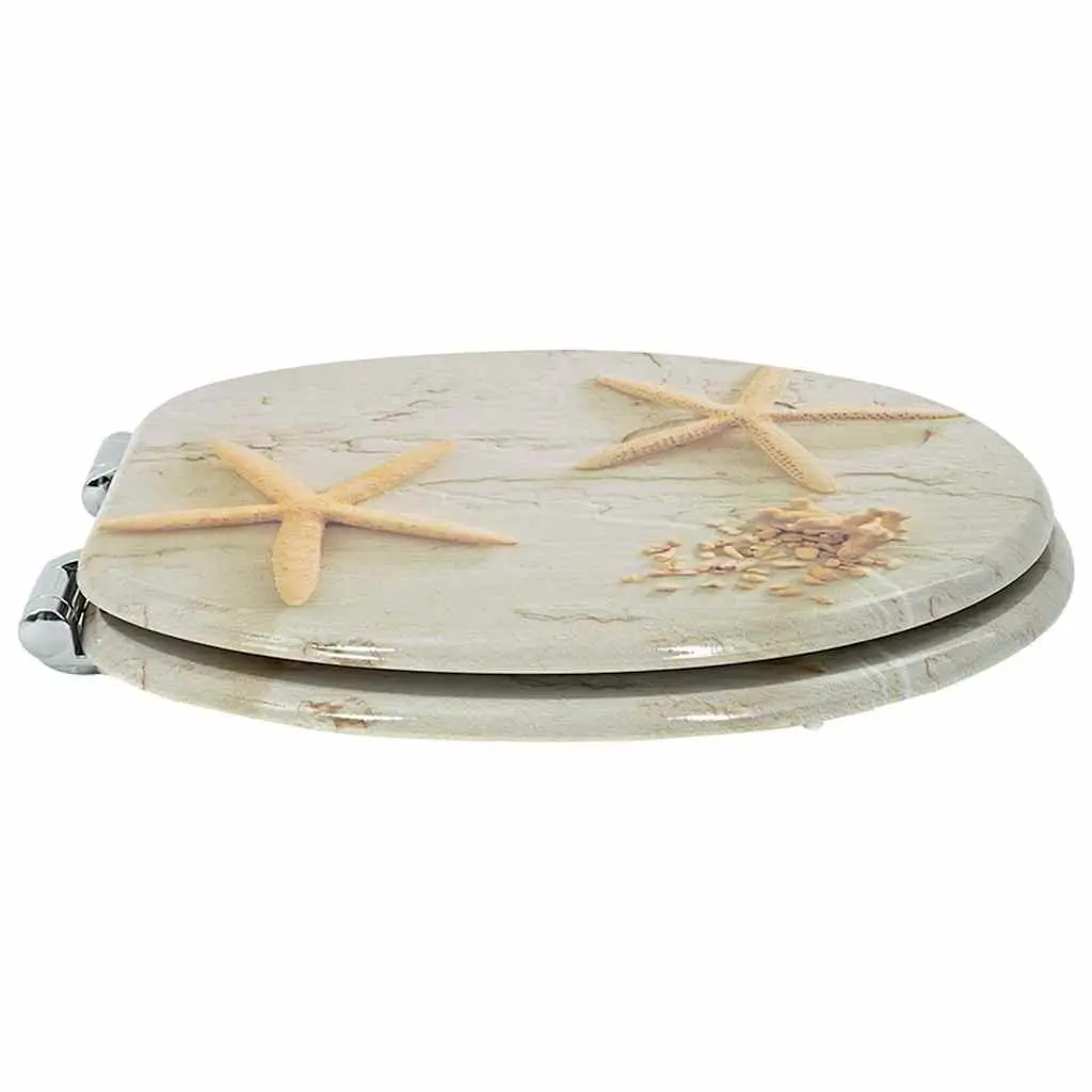 Soft-Close Toilet Seat Yellow White MDF 44 x 38 cm Gentle Closing Mechanism Non-Slip Bumpers
