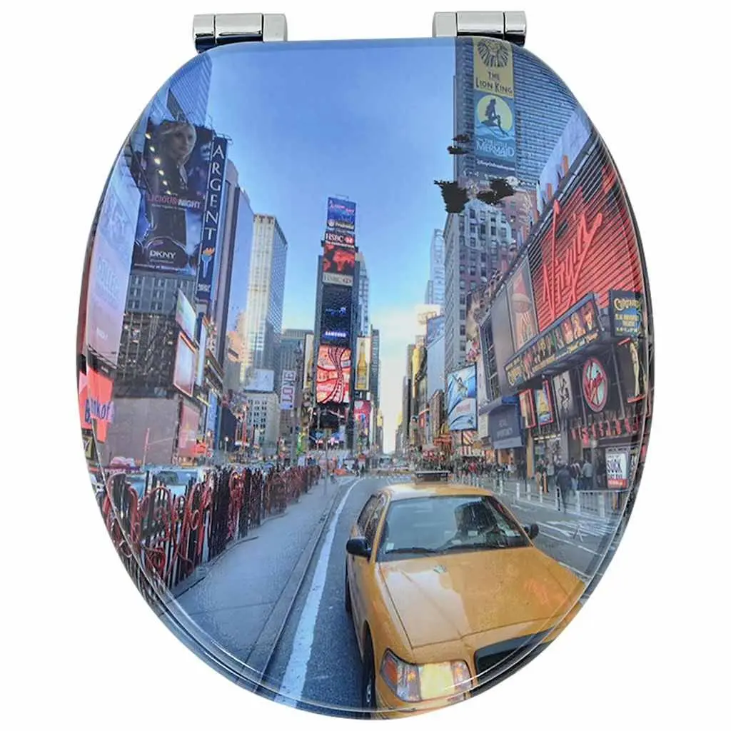 Soft-Close Toilet Seat Multicolour 44 x 38 cm MDF Board Gentle Closing Mechanism
