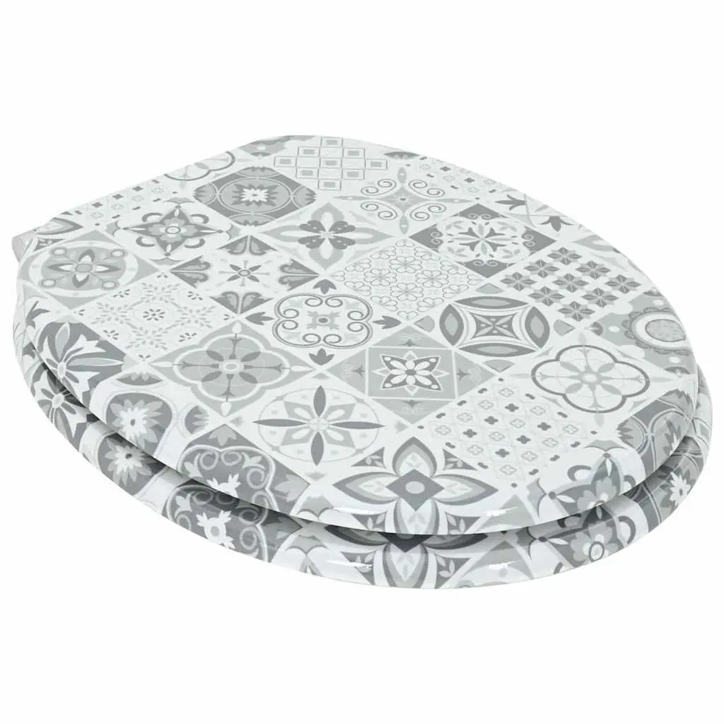 Toilet Seat Blue White MDF Soft-Close Mechanism Standard Fixing