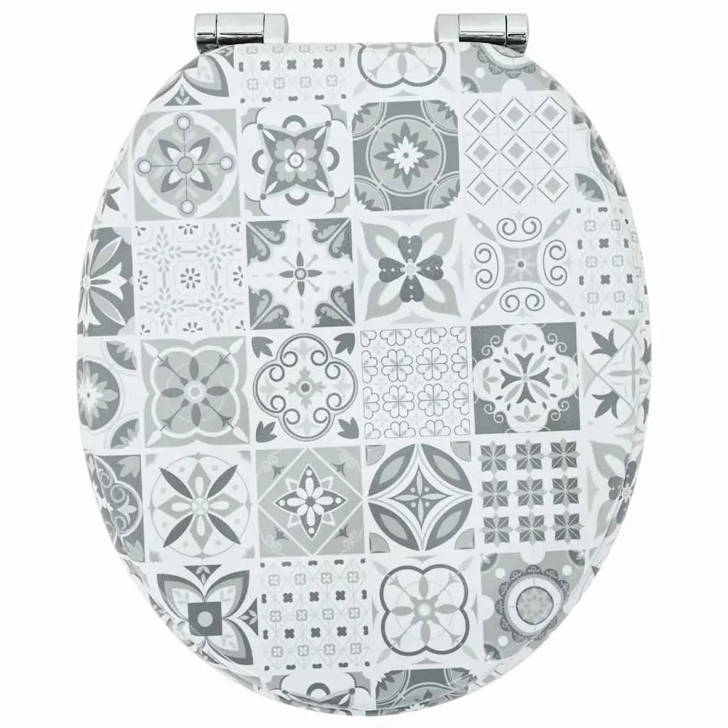 Toilet Seat Blue White MDF Soft-Close Mechanism Standard Fixing