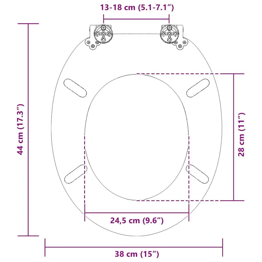 Toilet Seat Blue White MDF Soft-Close Mechanism Standard Fixing