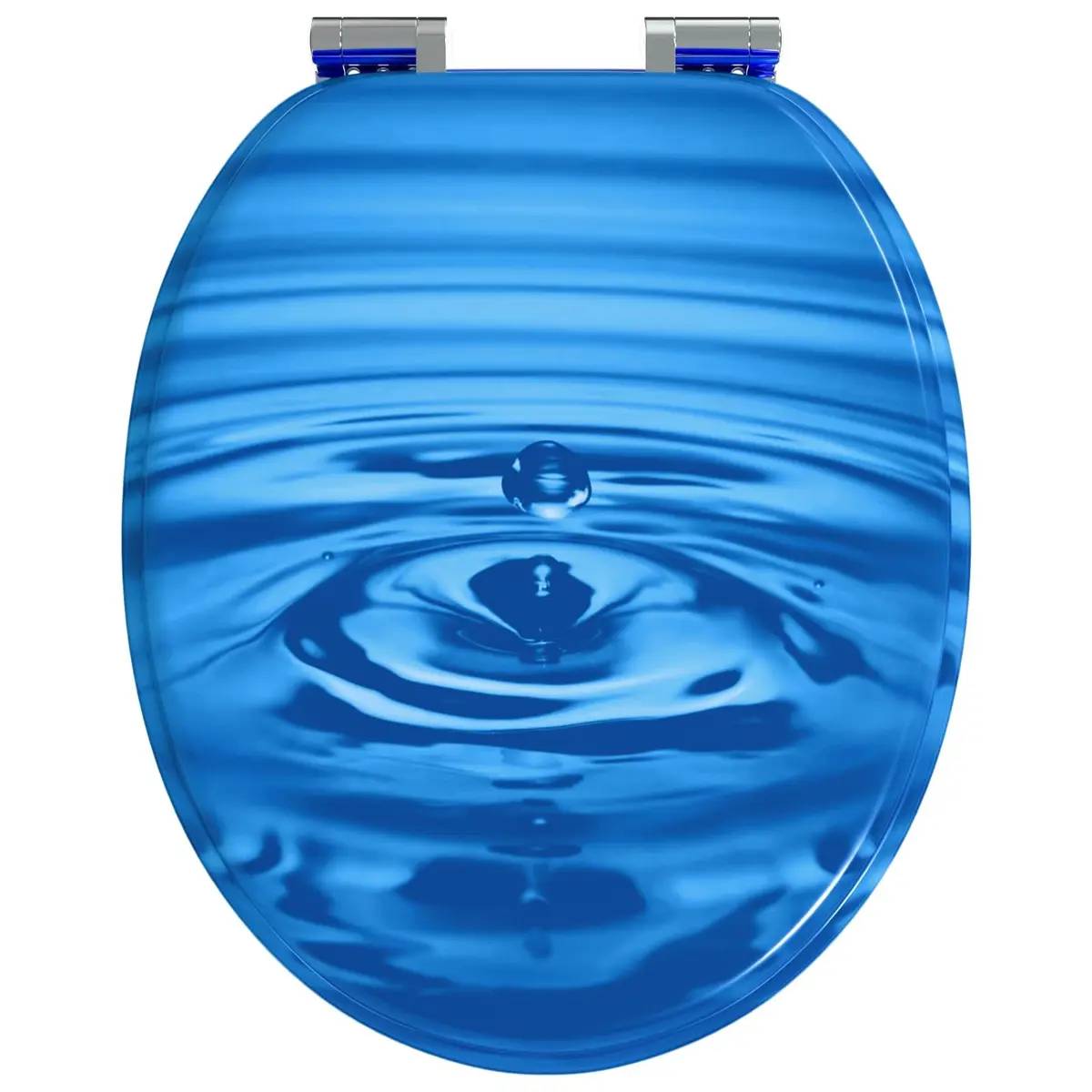 Soft-Close Toilet Seat Blue MDF Board 44 x 38 cm Gentle-Close Lid Non-Slip Bumpers