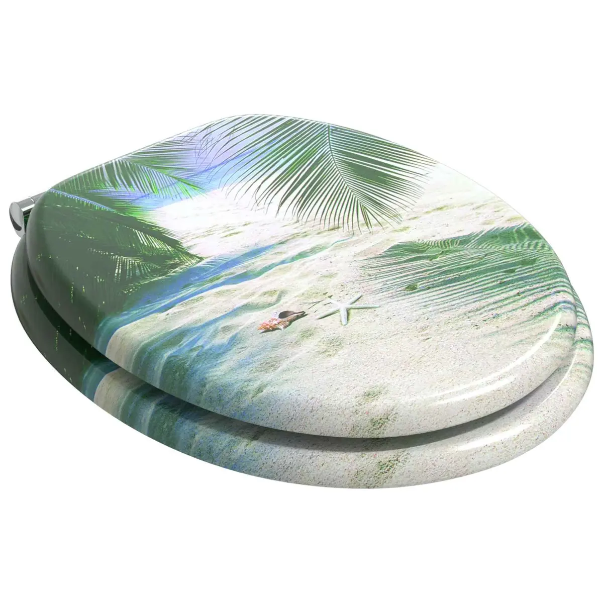 Soft-Close Toilet Seat Green MDF 44 x 38 cm Quiet Closing Non-Slip Bumpers