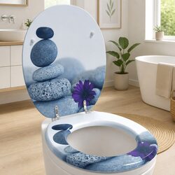 Soft-Close Toilet Seat Grey MDF 44 x 38 cm Standard Fix Bathroom Accessory