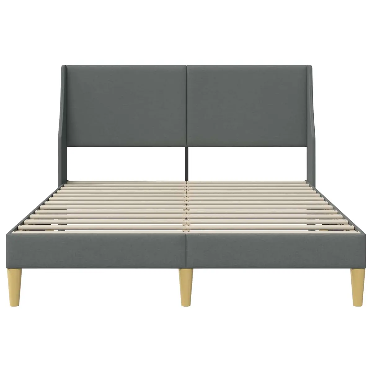 Bed Frame with Fabric Headboard Dark Grey 153 x 203 cm Rectangular Bedroom
