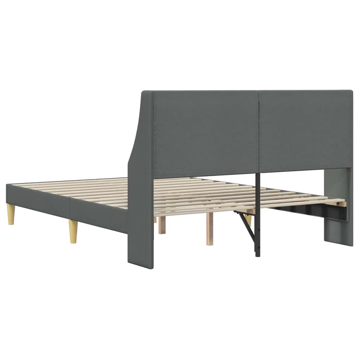 Bed Frame with Fabric Headboard Dark Grey 153 x 203 cm Rectangular Bedroom
