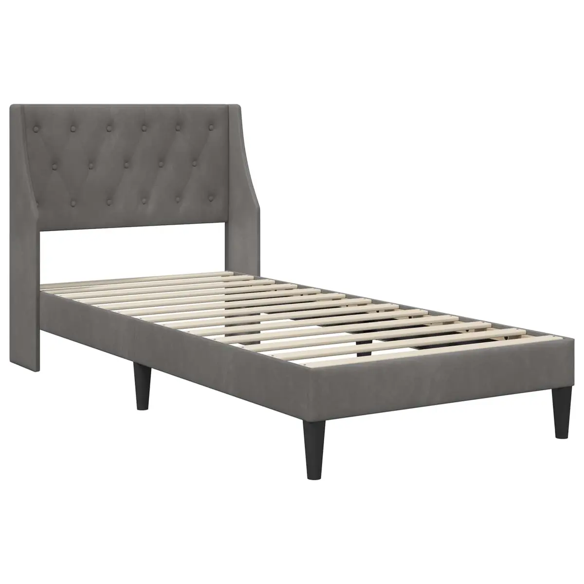 Bed Frame with Headboard Grey 90 x 190 cm Velvet Modern Bedroom Furniture