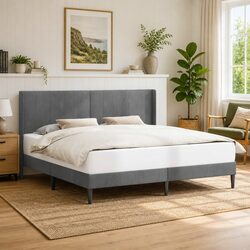 Concise Velvet Bed Frame 180 x 200 cm in Grey