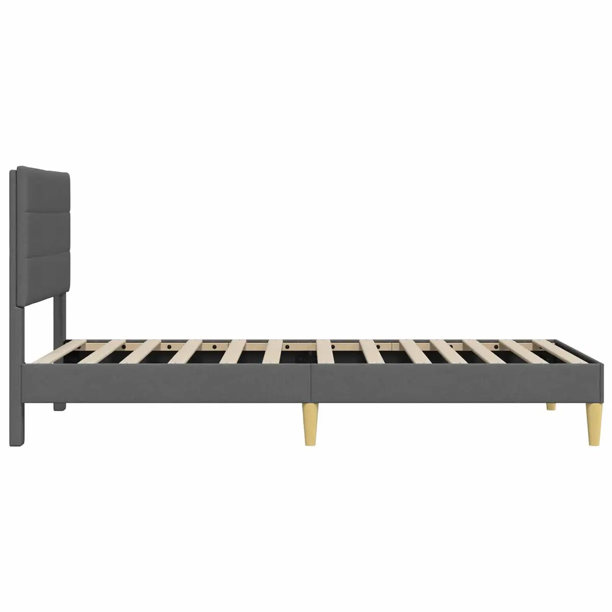 Bed Frame with Fabric Upholstered Headboard Dark Grey 107 x 203 cm Modern