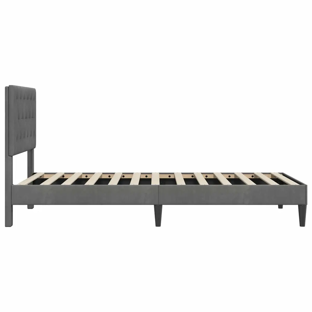 Bed Frame with Headboard Dark Grey 90 x 190 cm Velvet Modern Bedroom Furniture