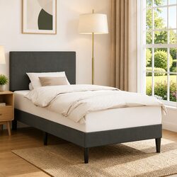 Sleek Dark Grey Corduroy Bed Frame – Perfect Fit