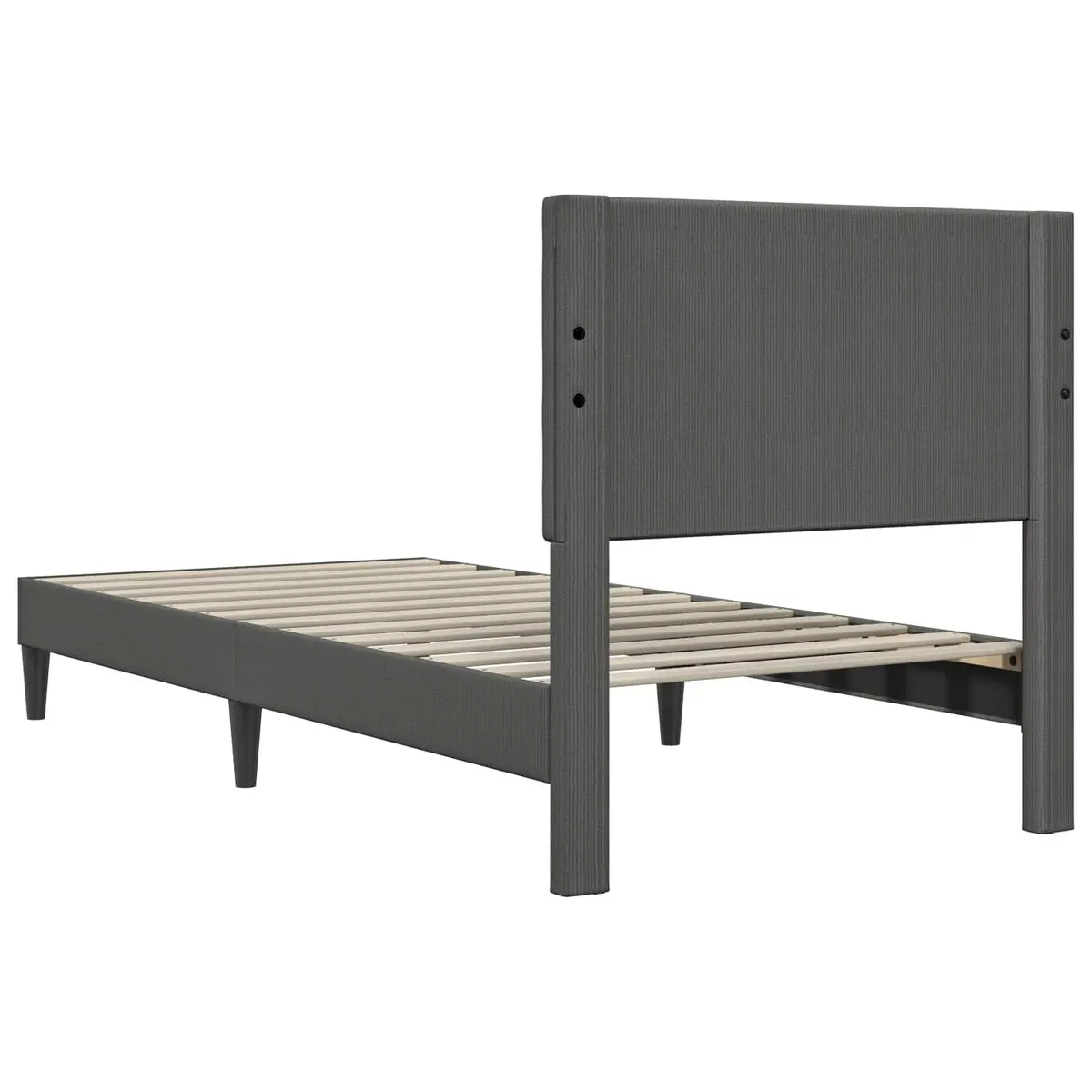 Bed Frame with Headboard Dark Grey 90 x 190 cm Corduroy Fabric Modern Design
