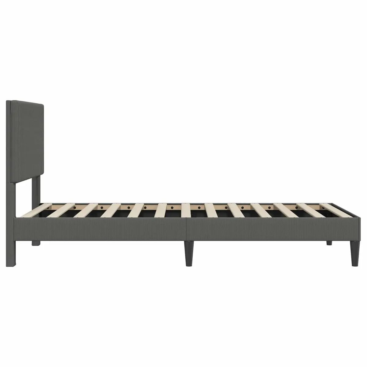 Bed Frame with Headboard Dark Grey 107 x 203 cm Corduroy Upholstered Modern