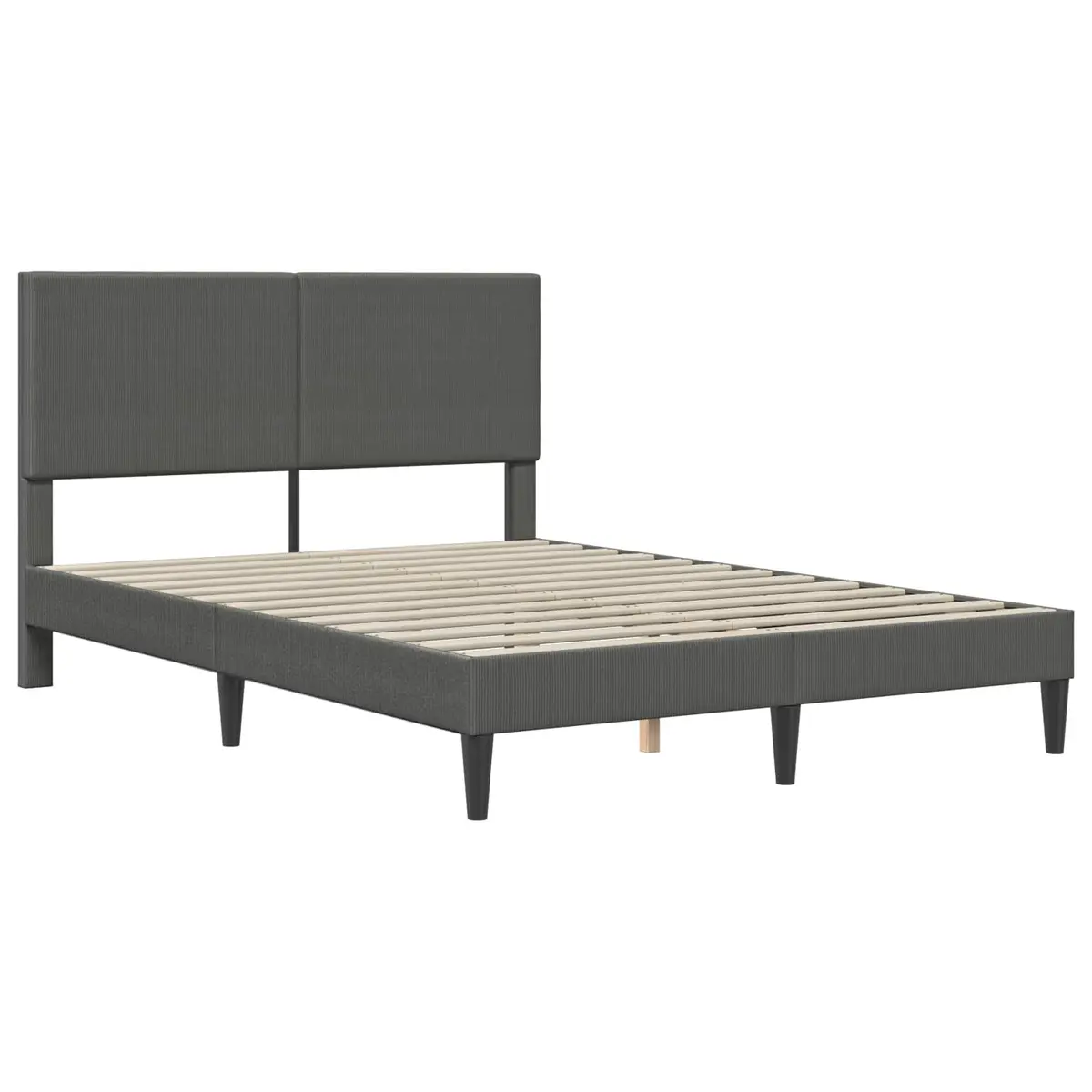 Bed Frame with Corduroy Headboard Dark Grey 137 x 190 cm Modern Bedroom
