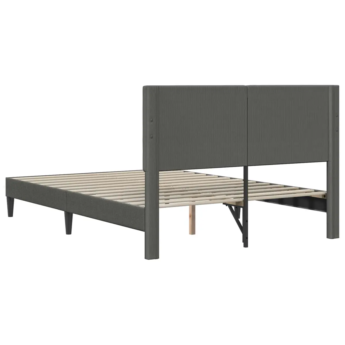 Bed Frame with Corduroy Headboard Dark Grey 137 x 190 cm Modern Bedroom