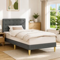 Stylish Grey Bed Frame with Headboard 90 x 190 cm