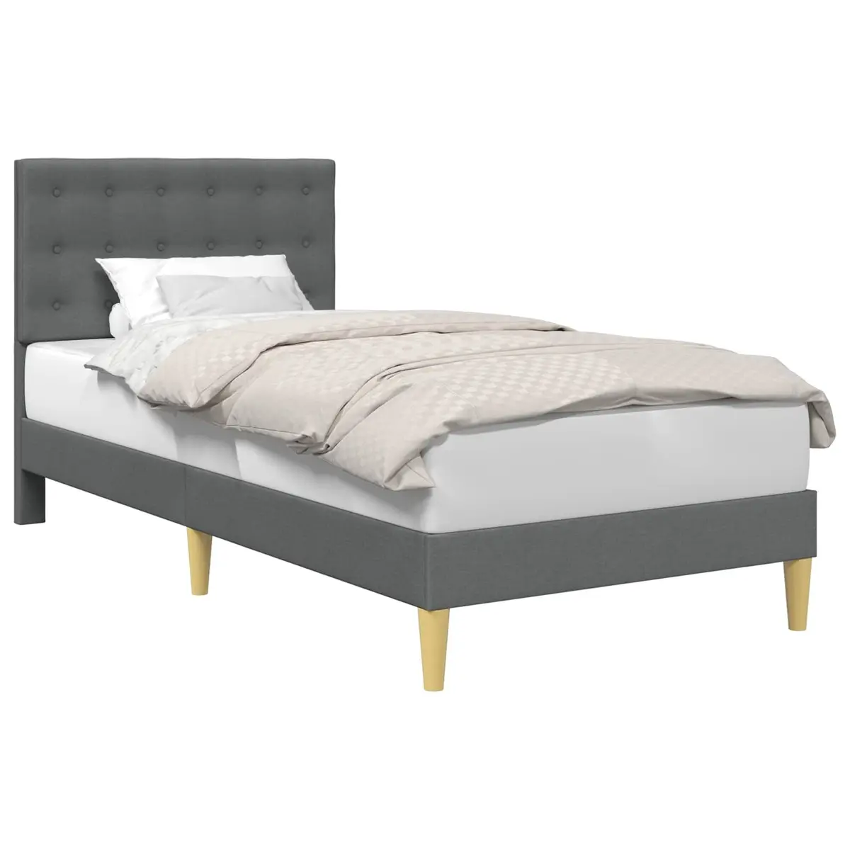 Bed Frame with Headboard Grey 90 x 190 cm Modern Bedroom Furniture Fabric