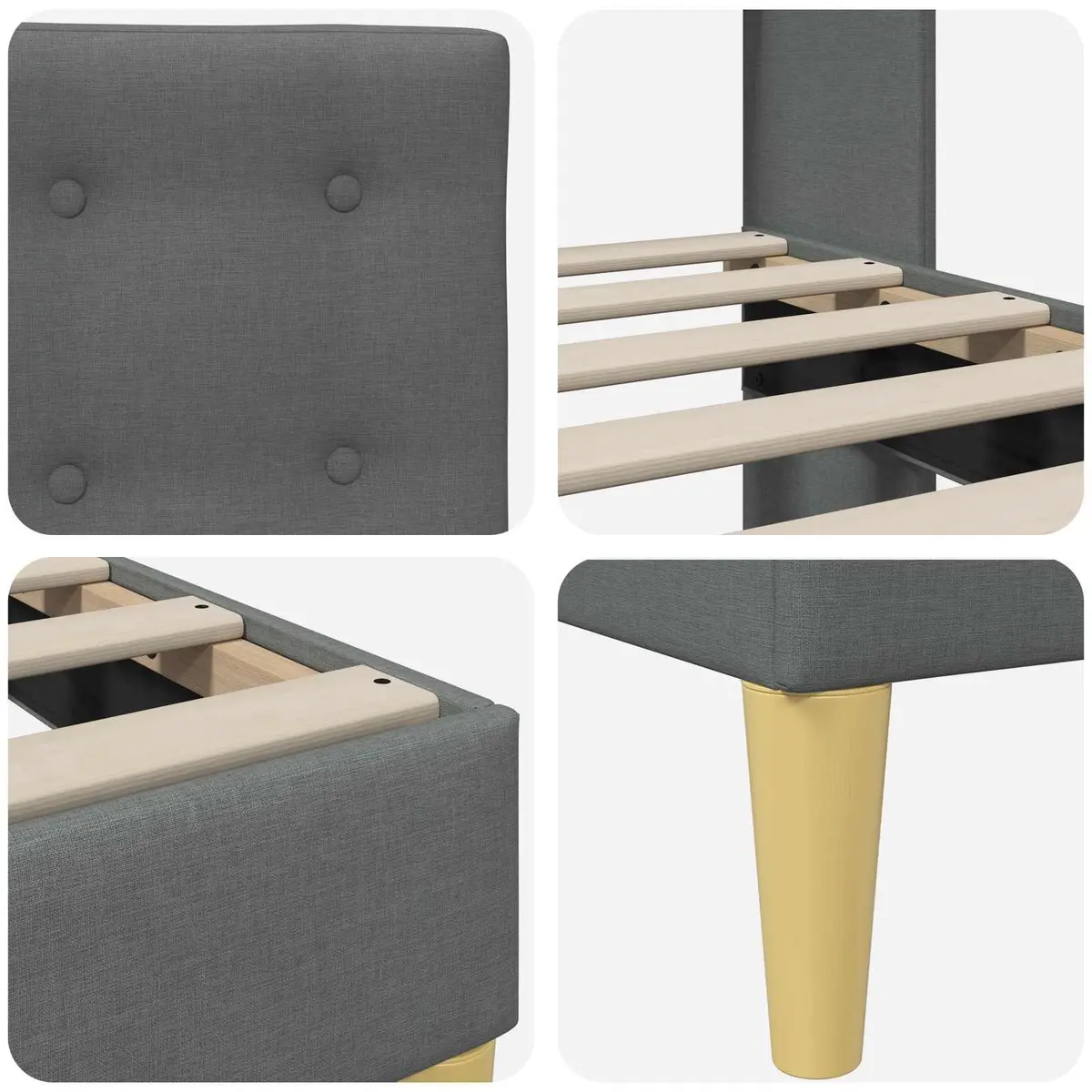 Bed Frame with Headboard Grey 90 x 190 cm Modern Bedroom Furniture Fabric