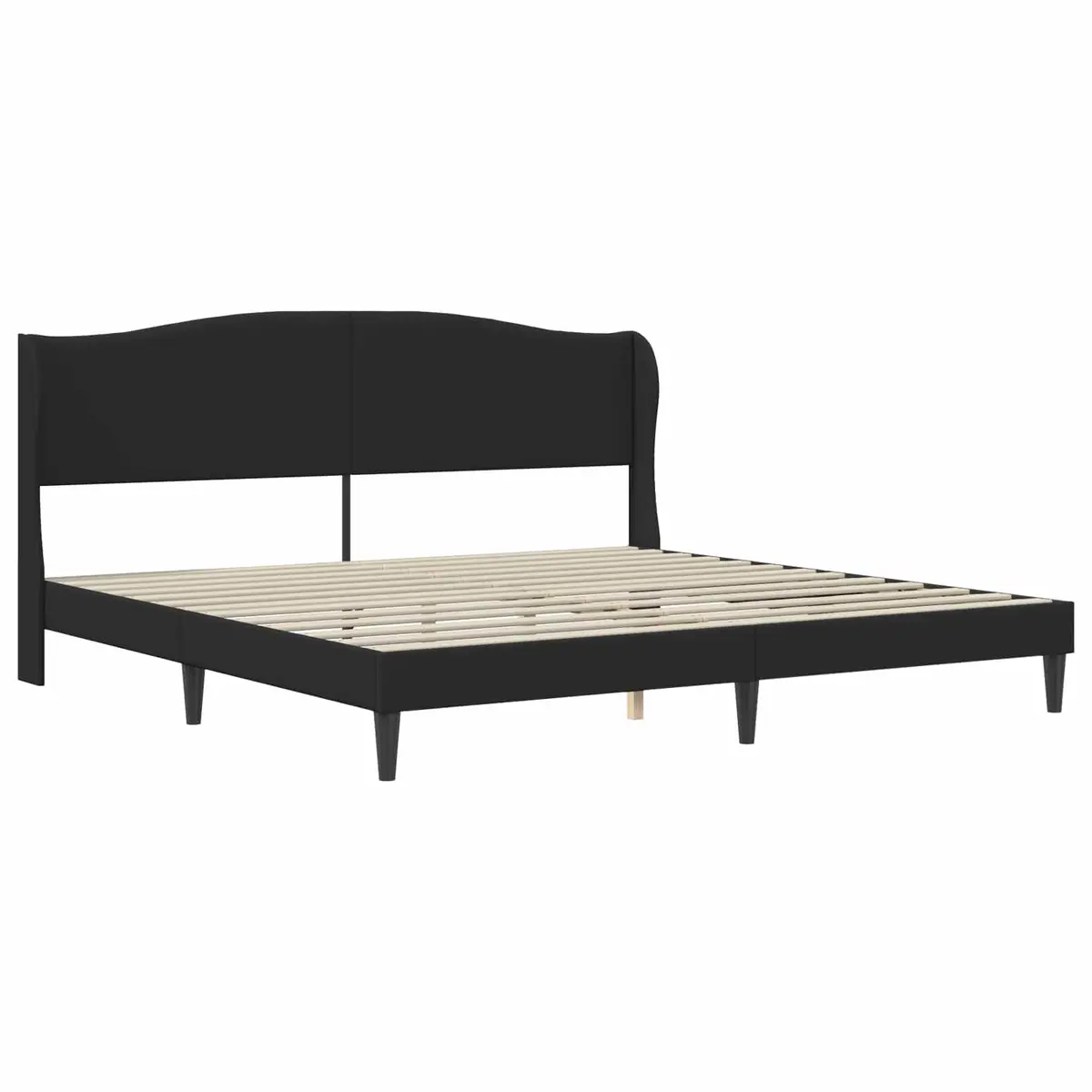 Black Bed Frame with Faux Leather Headboard 180 x 200 cm Modern Bedroom