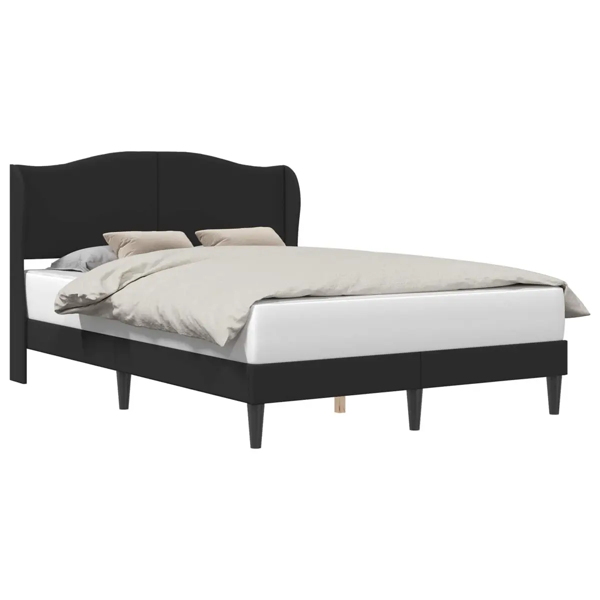 Bed Frame with Headboard Black 137 x 190 cm Faux Leather Modern Bedroom