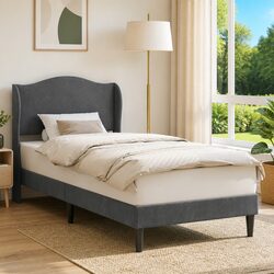 Elegant Bed Frame with Velvet Headboard 90 x 190 cm