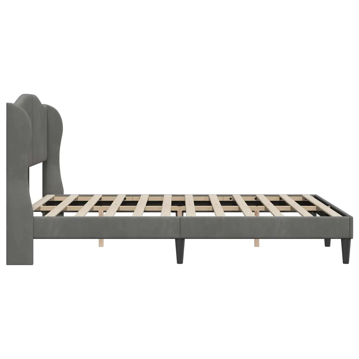 Bed Frame with Velvet Headboard Dark Grey 152 x 203 cm Modern Bedroom Furniture