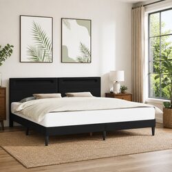 Concise Black Bed Frame with Integrated LED and USB Features