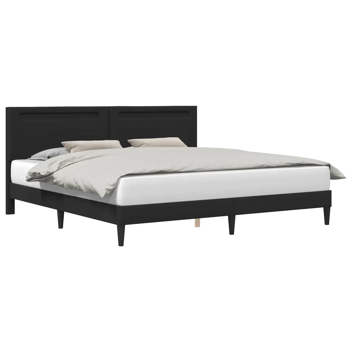 Bed Frame Black 180 x 200 cm Faux Leather Headboard LED Strip Lights USB Power Port