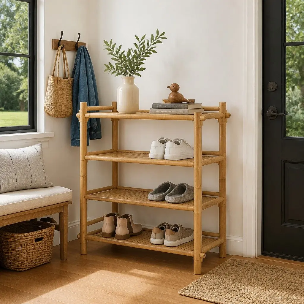 4-Tier Bamboo Shoe Rack for Shoes