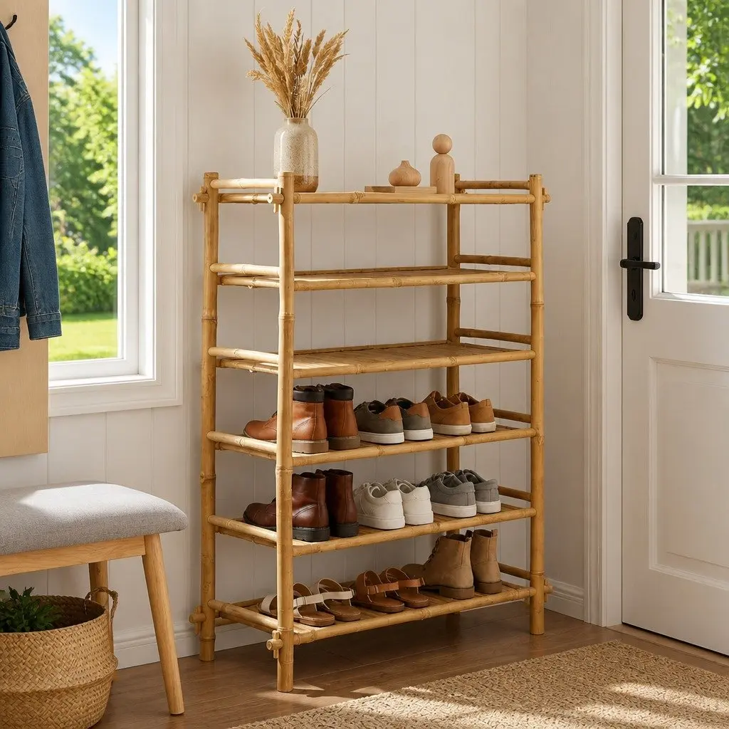 6-Tier Bamboo Shoe Rack for Easy Storage