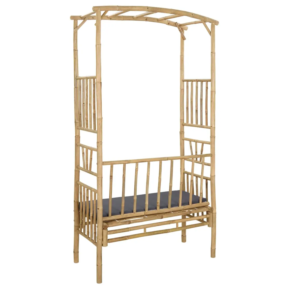 Garden Arch with Bench Outdoor Patio Seating Modern Design Bamboo Structure