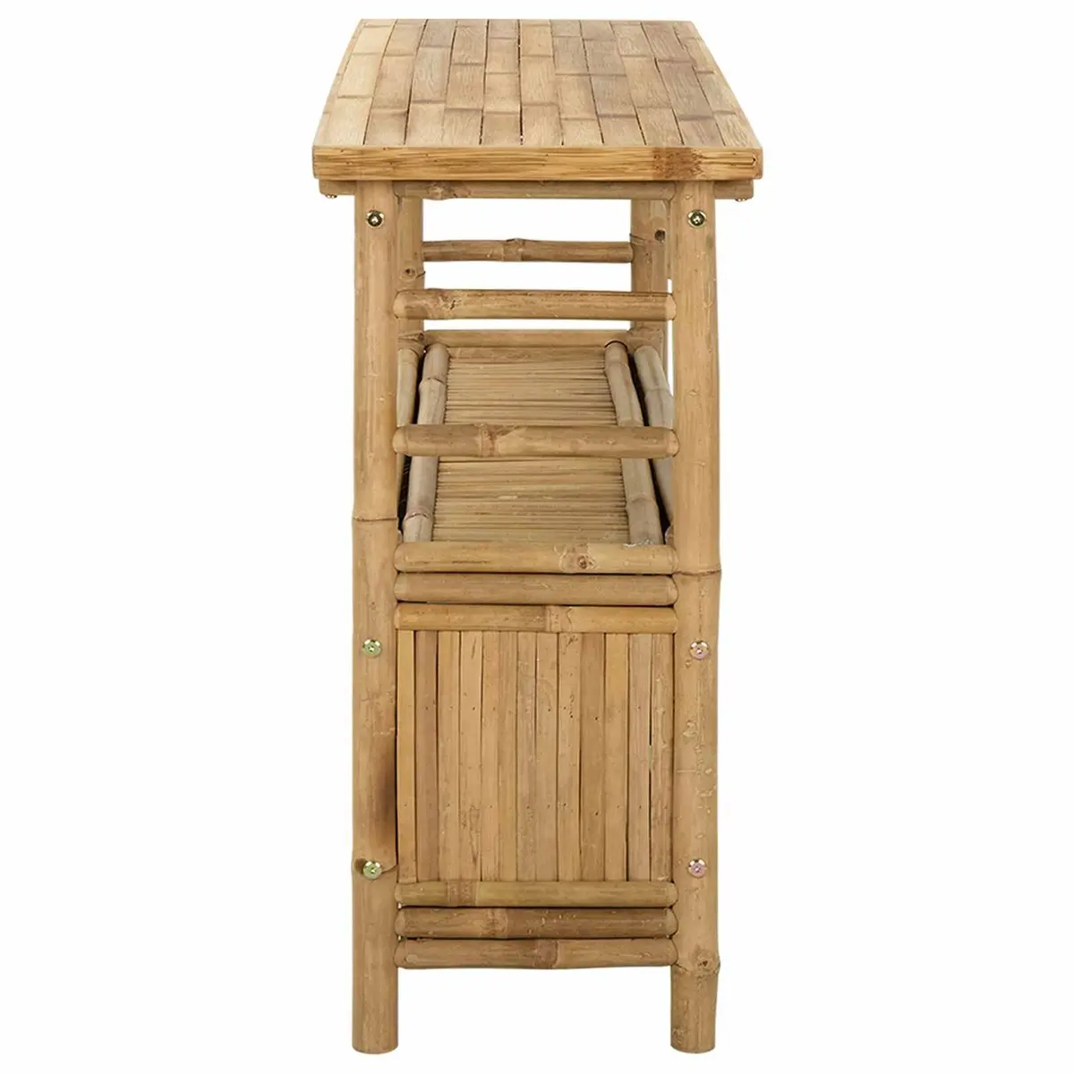 Console Table Brown 110 x 35 x 75 cm Modern Accent Table with Shelf for Living Room Entryway Bamboo