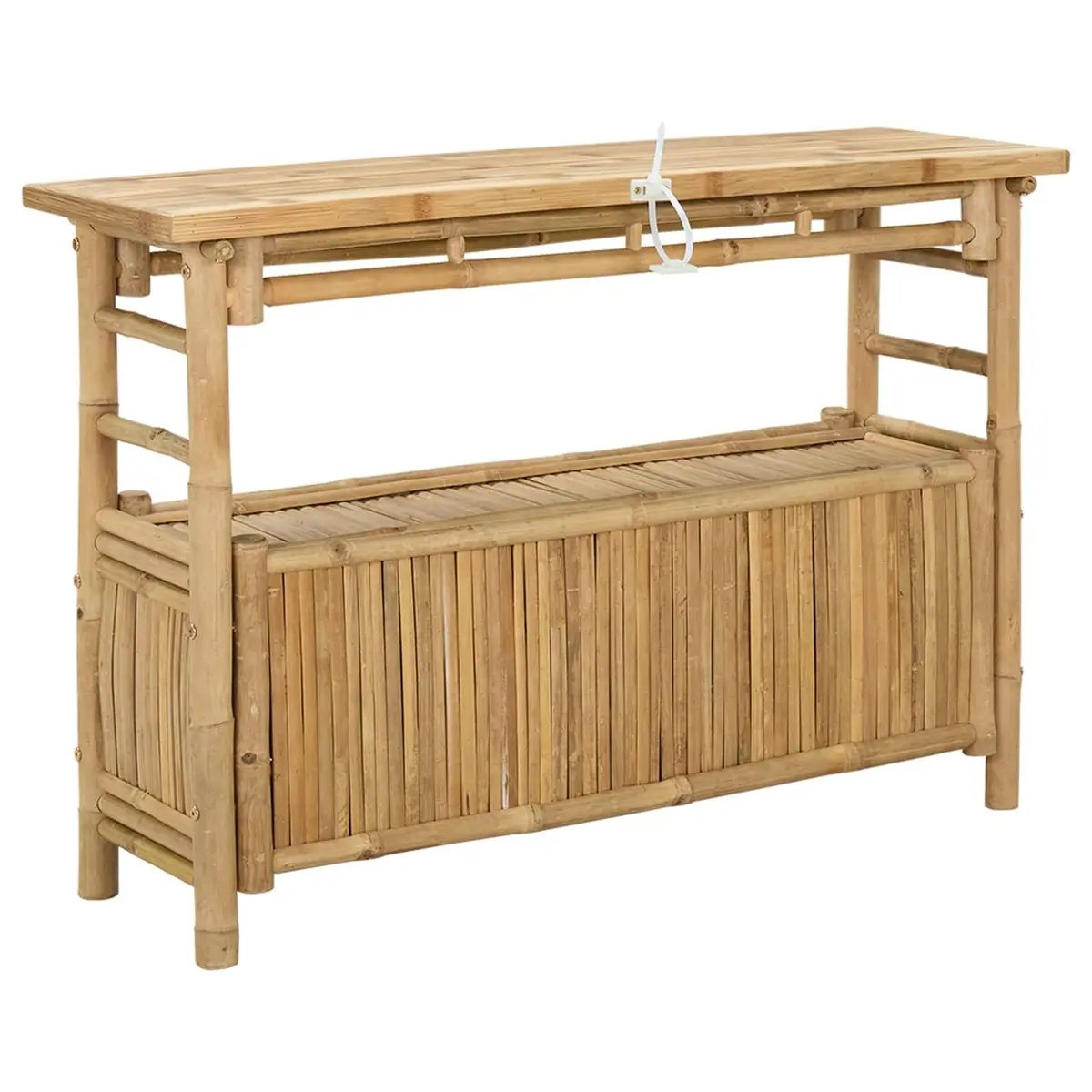 Console Table Brown 110 x 35 x 75 cm Modern Accent Table with Shelf for Living Room Entryway Bamboo