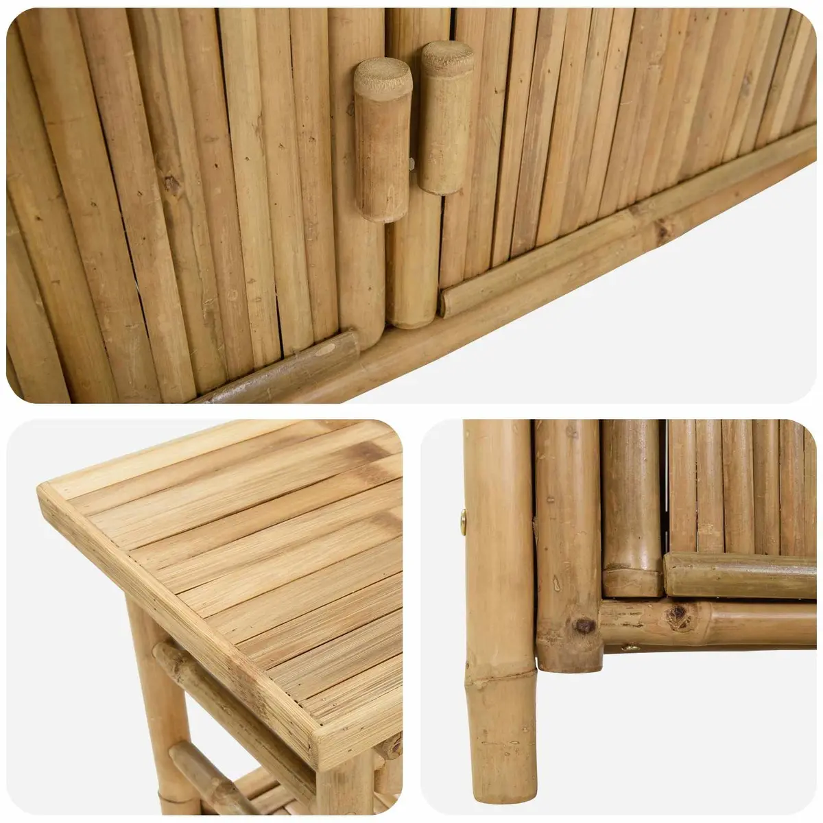 Console Table Brown 110 x 35 x 75 cm Modern Accent Table with Shelf for Living Room Entryway Bamboo