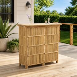 Compact Bamboo Bar Table for Outdoors - 115 x 55 x 105 cm