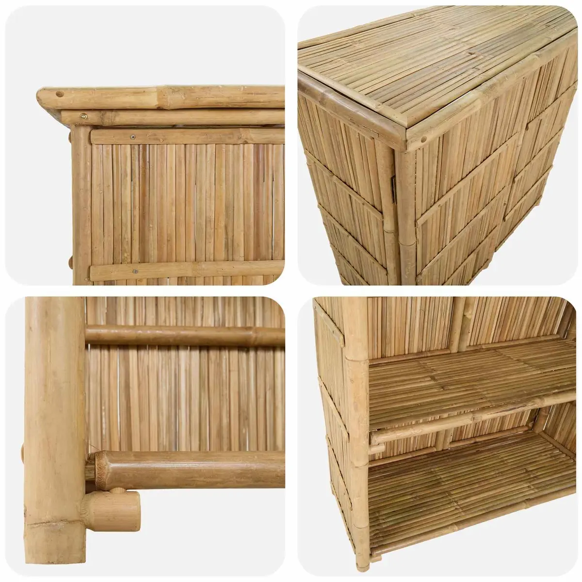 Outdoor Bar Table Brown 115 x 55 x 105 cm Bamboo Construction with Board Shelves for Storage