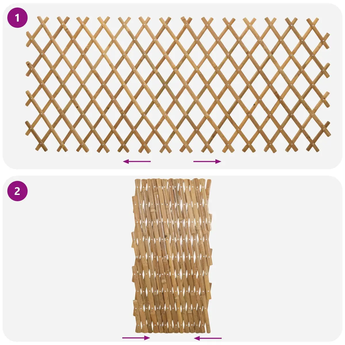 Expandable Bamboo Trellis Fence Panel 100 x 105 cm Garden Plant Support Beige