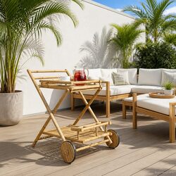 Your New Favorite Bamboo Serving Trolley with Wheels